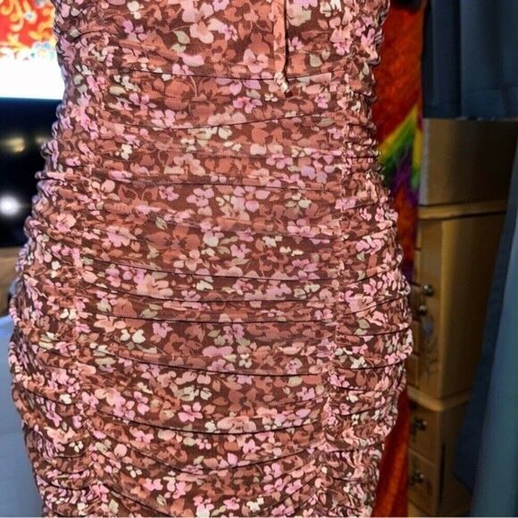 NWT Lily Rose Floral Ruched Bodycon Mesh Dress sz L - Picture 6 of 13